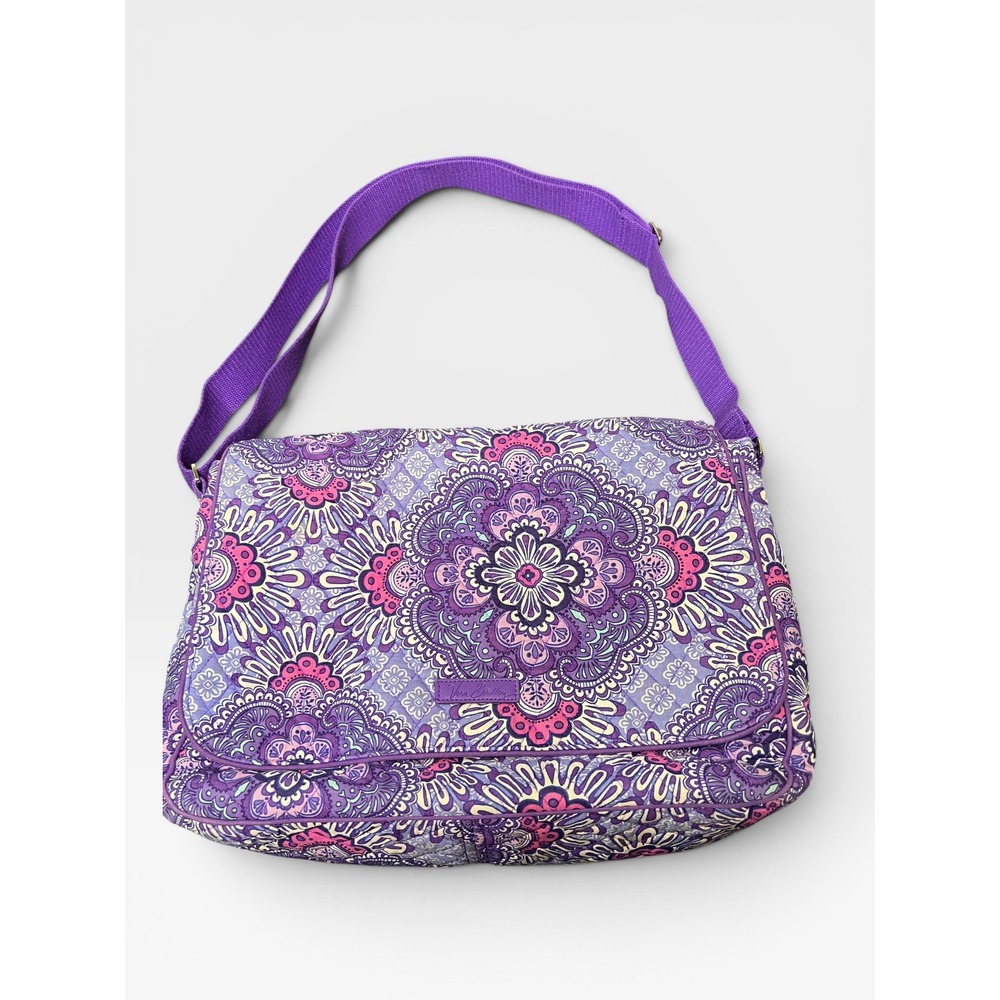 Vera Bradley Quilted Laptop Messenger Crossbody Bag – Retired Lilac Tapestry - Picture 2 of 13